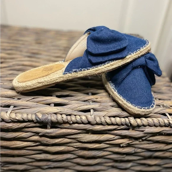 EUC Vintage Havana Candace sz 7.5 women's blue denim mule espadrilles flats mule - Picture 5 of 6